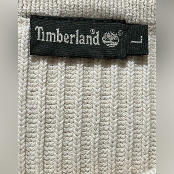 Timberland VINTAGE CREAM COTTON KNIT CREWNECK Ribbed Sweater, SIZE L - Picture 6 of 9